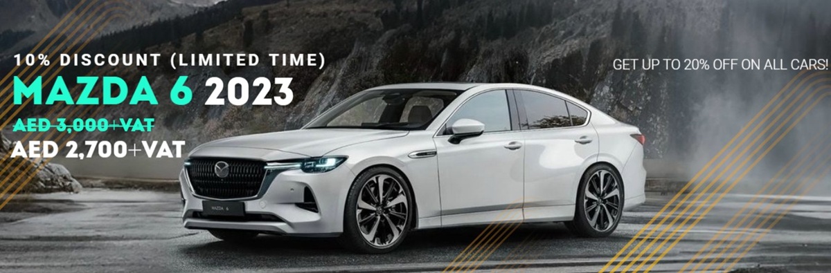 Rent a Mazda 6 for 30 days at just AED 2700 VAT